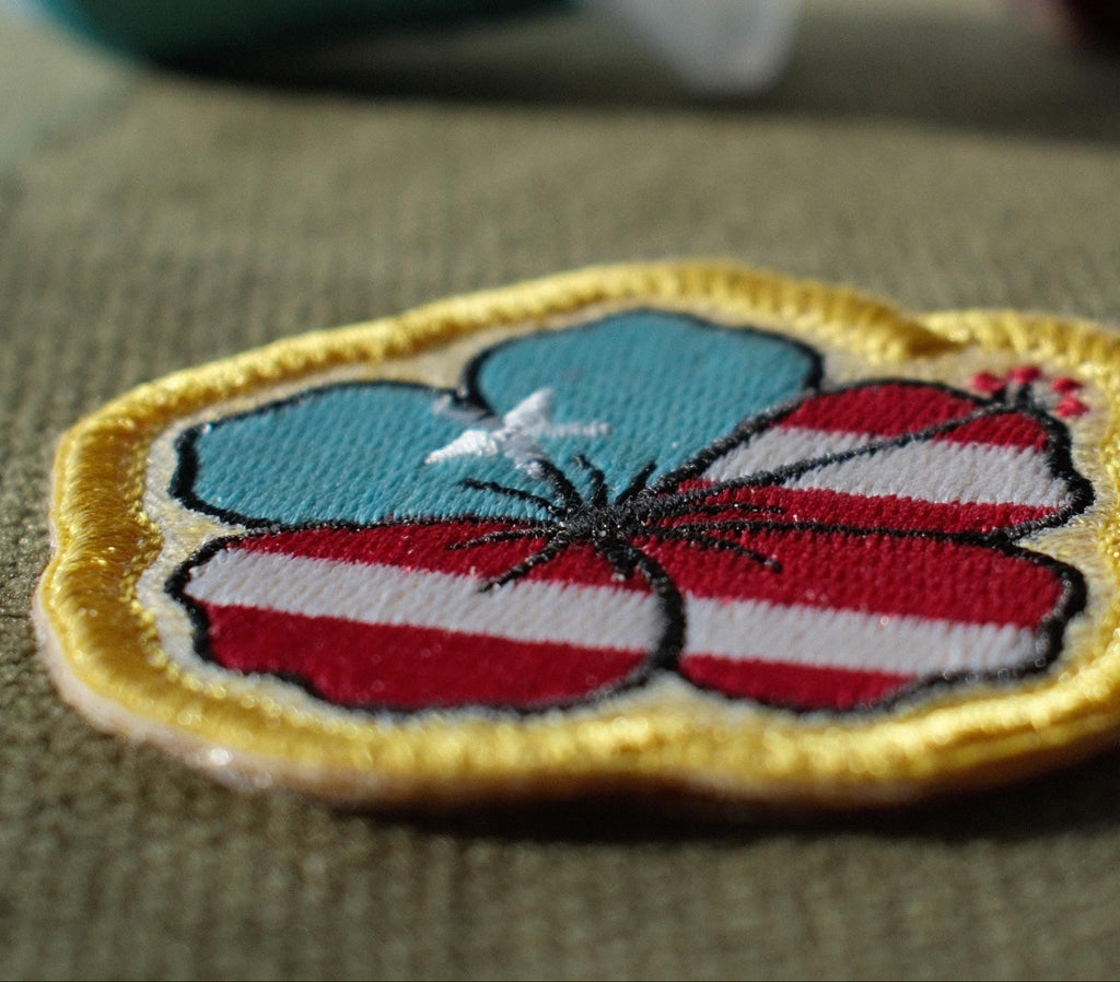 Puerto Rico flag hibiscus embroidered patch

