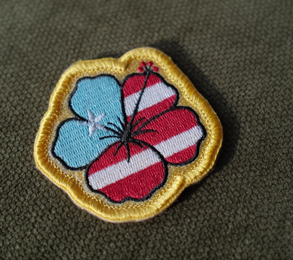 Puerto Rico flag hibiscus embroidered patch

